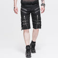 Men's Gothic Distressor Cargo Shorts with Buckle & Zip Details