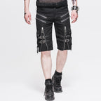 Men's Gothic Distressor Cargo Shorts with Buckle & Zip Details