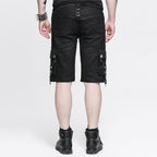 Men's Gothic Distressor Cargo Shorts with Buckle & Zip Details