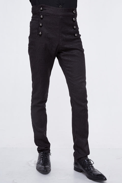 Men's Gothic Vampire Slim-Fit Trousers – Ornate Buttons