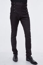 Men's Gothic Vampire Slim-Fit Trousers – Ornate Buttons