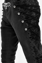 Men's Gothic Vampire Slim Trousers – Velvet Lace Panels