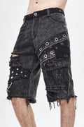 Men's Black Stonewash Gothic Cargo Shorts