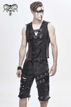 Men's Black Stonewash Gothic Cargo Shorts