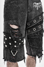 Men's Black Stonewash Gothic Cargo Shorts