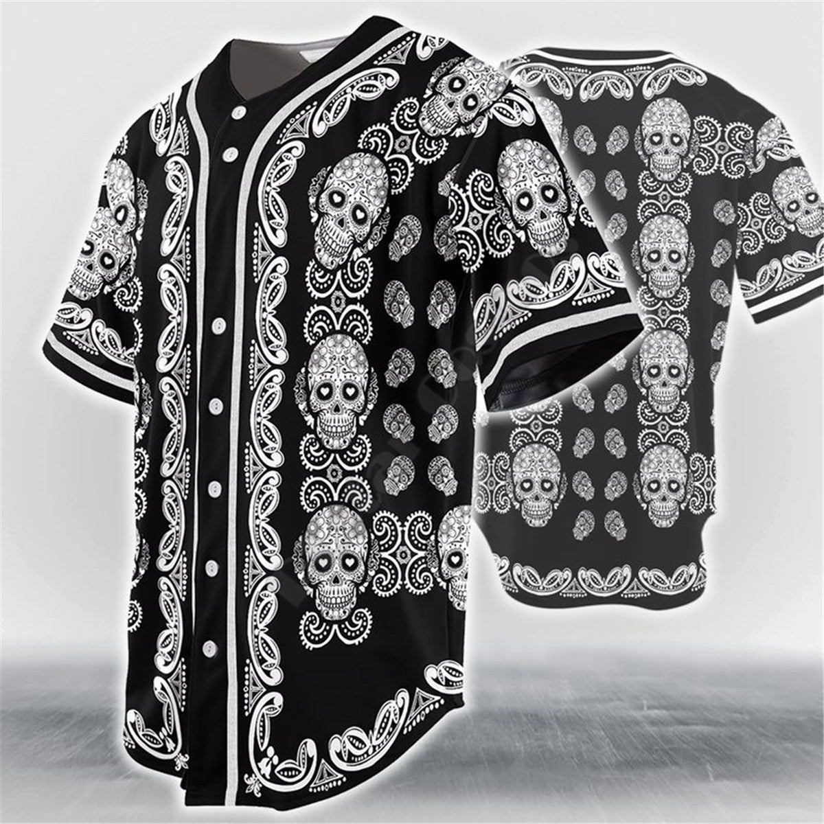 Men's Bonecrusher Skull Baseball Jersey – Gothic Print