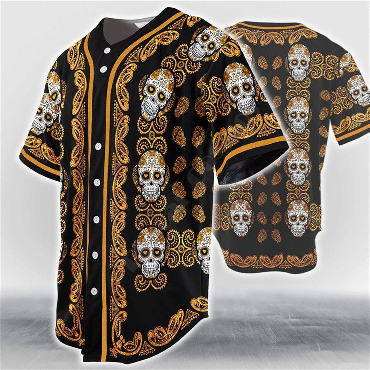 Men's Bonecrusher Skull Baseball Jersey – Gothic Print