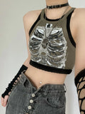 Women's Skeleton Crop Top – Green