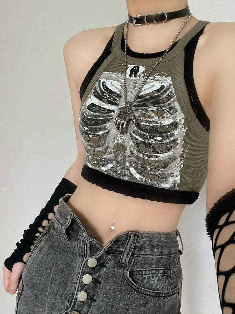 Women's Skeleton Crop Top – Green