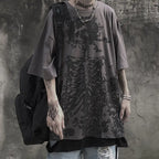 Men's Grey Gothic Skull Oversized T-Shirt – Harajuku Style