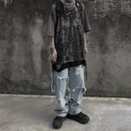 Men's Grey Gothic Skull Oversized T-Shirt – Harajuku Style