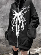 Black Oversized Full-Zip Hoodie