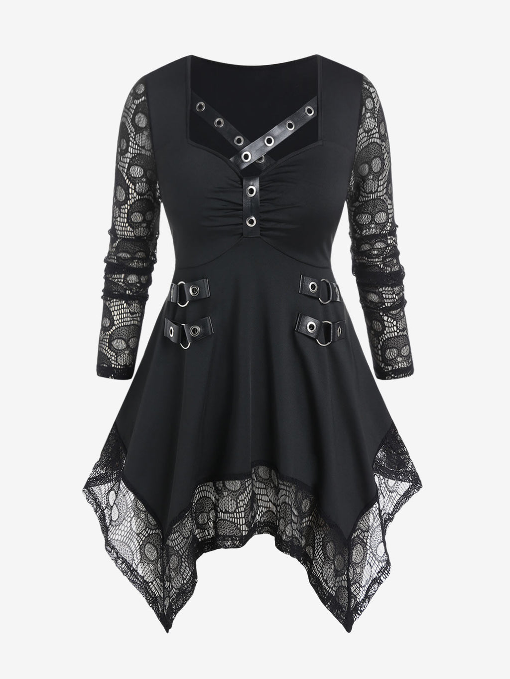 Women's Gothic Skull Dress – Sizes XS–3XL