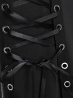 Women's Black Buckle-Strap Gothic Dress – S–4XL
