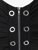 Women's Black Buckle-Strap Gothic Dress – S–4XL