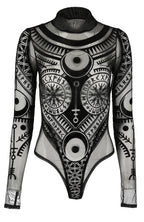 Women's Black Runic Mesh Bodysuit – XS–3XL