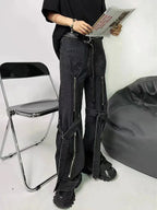 Women's Black Zipper-Slit Baggy Jeans – S–XXL