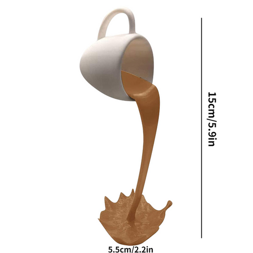 Floating Coffee Cup Resin Sculpture – Black & Brown