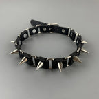 Black Gothic Spike PU Leather Choker