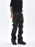 Men's Black Gothic Faux Leather Trousers – Slim Style