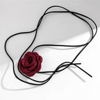 Gothic Velvet Rose Choker – Black & Red