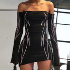 Women's Gothic Long Sleeve Mini Dress – Black