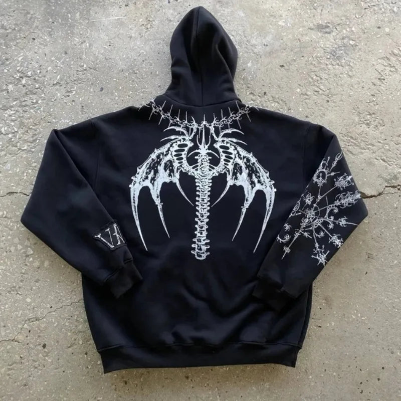 Punk Gothic Print Hoodie – S–XXL