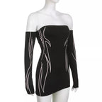 Women's Gothic Long Sleeve Mini Dress – Black