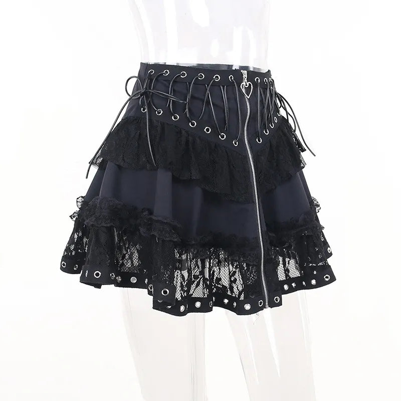Women's Gothic Lace Mini Skirt – Black