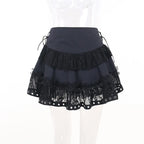 Women's Gothic Lace Mini Skirt – Black