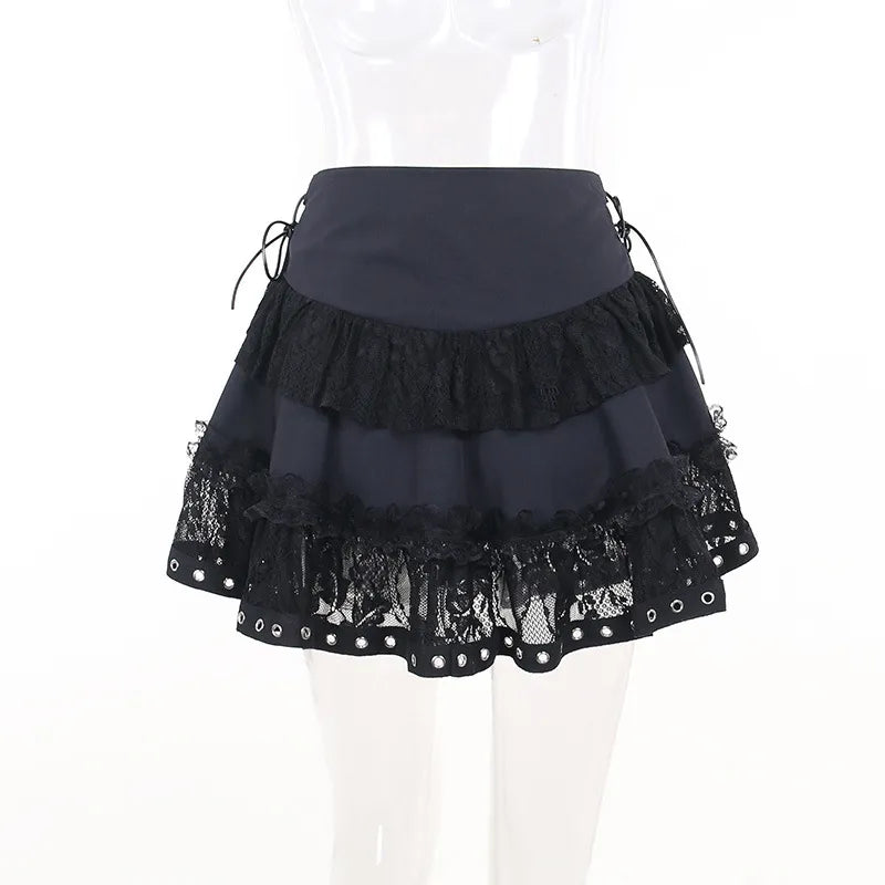 Women's Gothic Lace Mini Skirt – Black