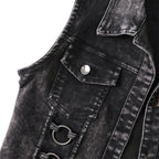 Women's Black Denim Vest – Sizes S–4XL