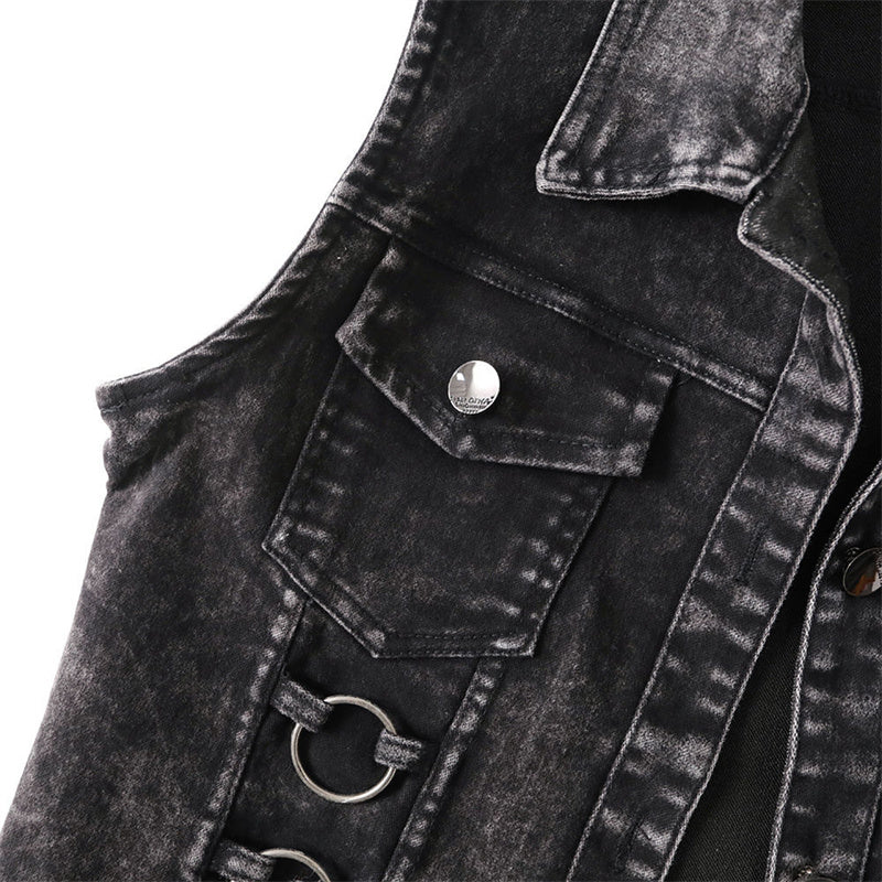 Women's Black Denim Vest – Sizes S–4XL