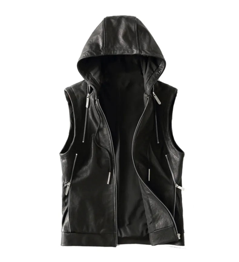 Black PU Leather Vest