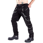 Men's Black Gothic Straight-Leg Trousers – Cotton Blend