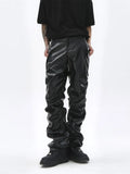 Men's Black Gothic Faux Leather Trousers – Slim Style