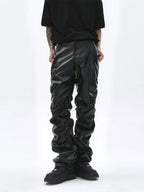 Men's Black Gothic Faux Leather Trousers – Slim Style
