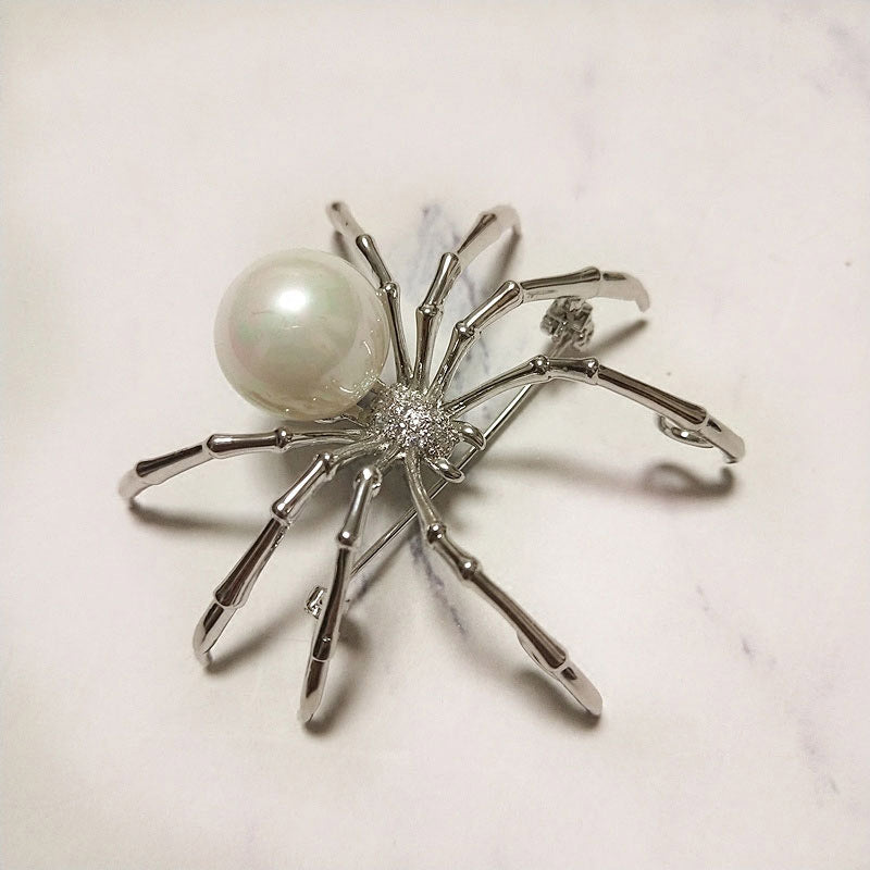 Gothic Spider Brooch – Black & White