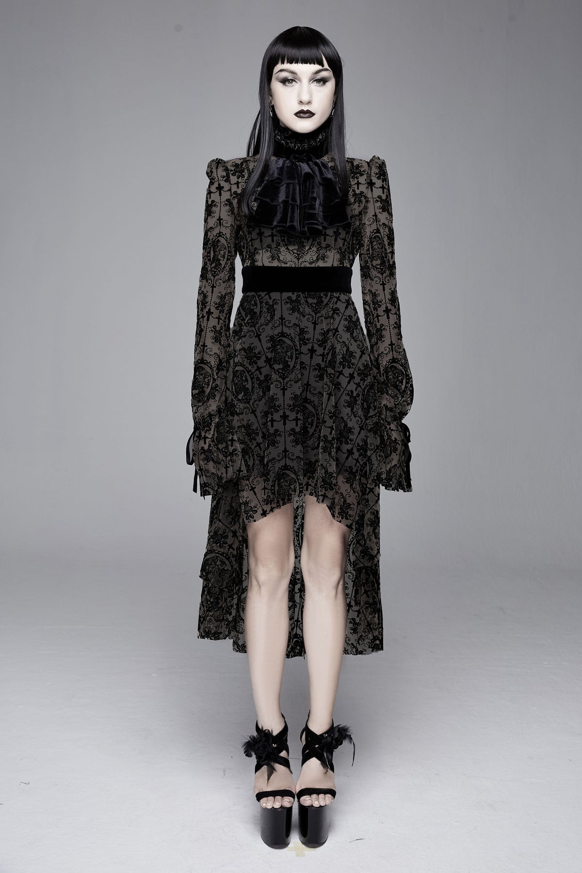 Women's Gothic Lace Cameo High-Low Dress – XS–3XL