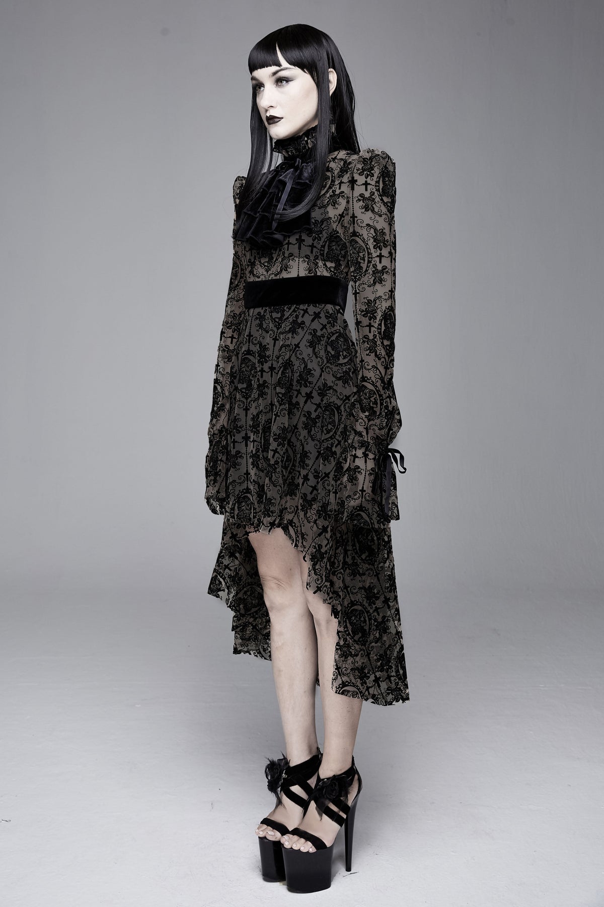 Women's Gothic Lace Cameo High-Low Dress – XS–3XL