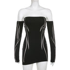 Women's Gothic Long Sleeve Mini Dress – Black