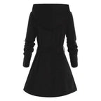 Women's Hooded Coat – Black, Sizes S–3XL