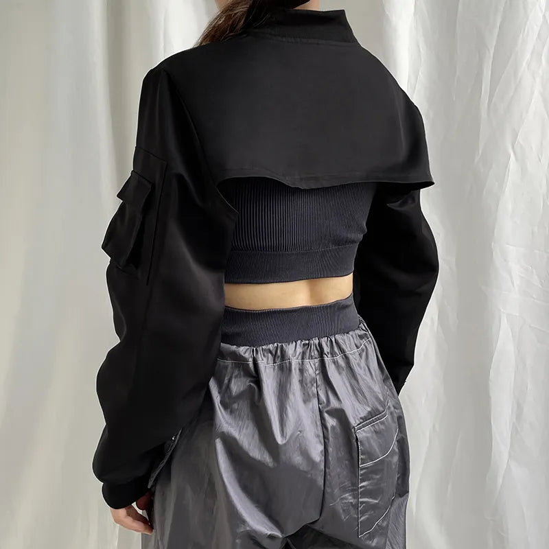 Women's Black Cropped Jacket – S–L