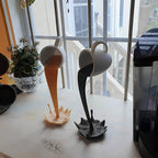 Floating Coffee Cup Resin Sculpture – Black & Brown