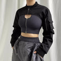 Women's Black Cropped Jacket – S–L