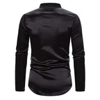 Men's Gothic Sequin Patchwork Shirt – Long Sleeve – S–XXL