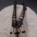 Women's Black Lace Thigh-High Stockings
