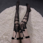 Women's Black Lace Thigh-High Stockings