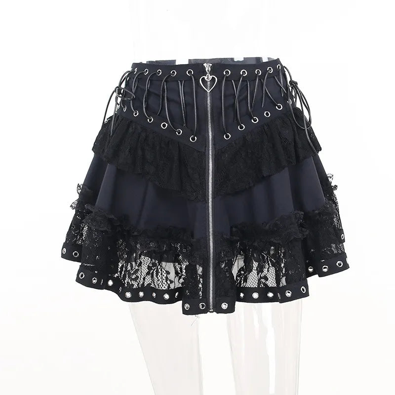 Women's Gothic Lace Mini Skirt – Black