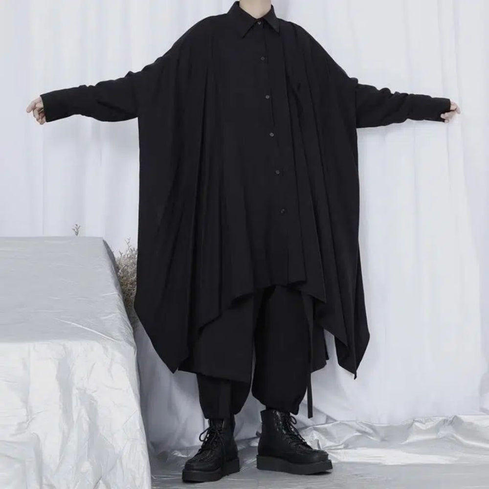 Irregular-Hem Gothic Longline Shirt